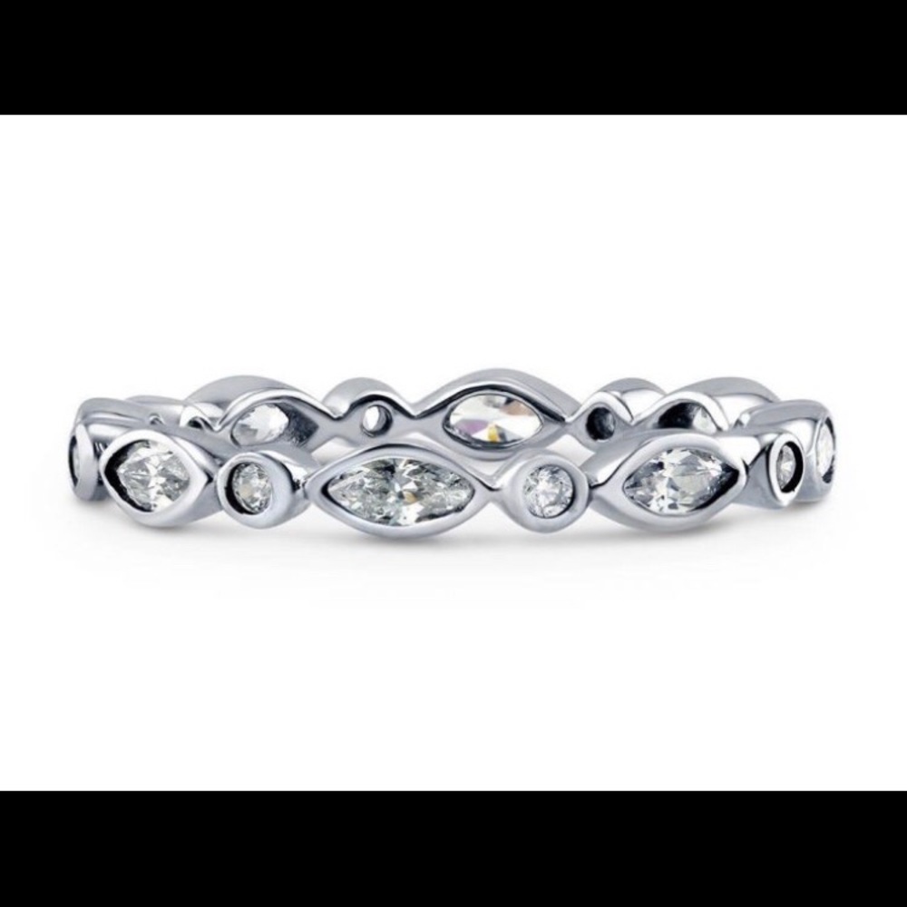 2 Sterling Silver CZ Eternity Bands